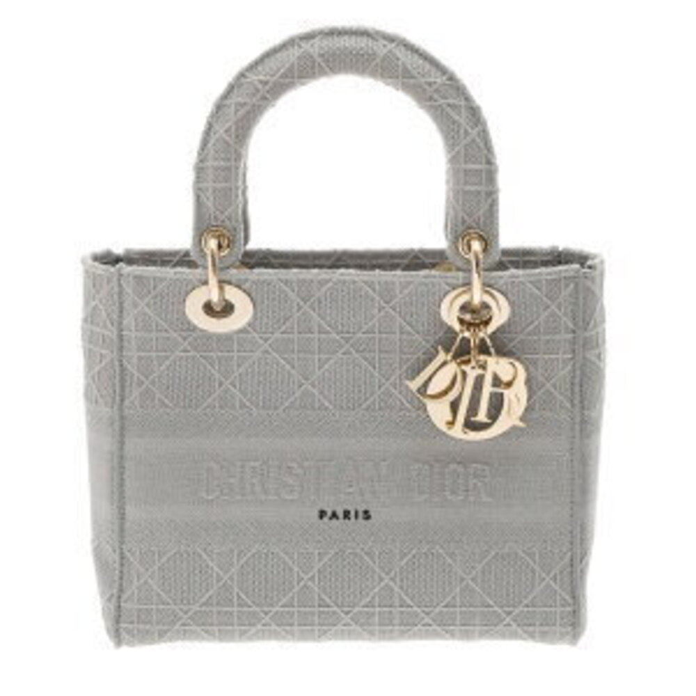 Dior LADY LITE Bag Gray Canvas Handbag